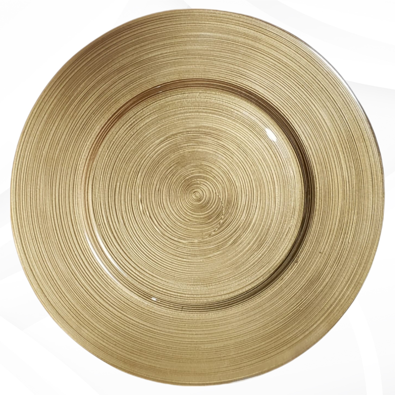 RENTA PLATO BASE DE VIDRIO DORADO 32 CM