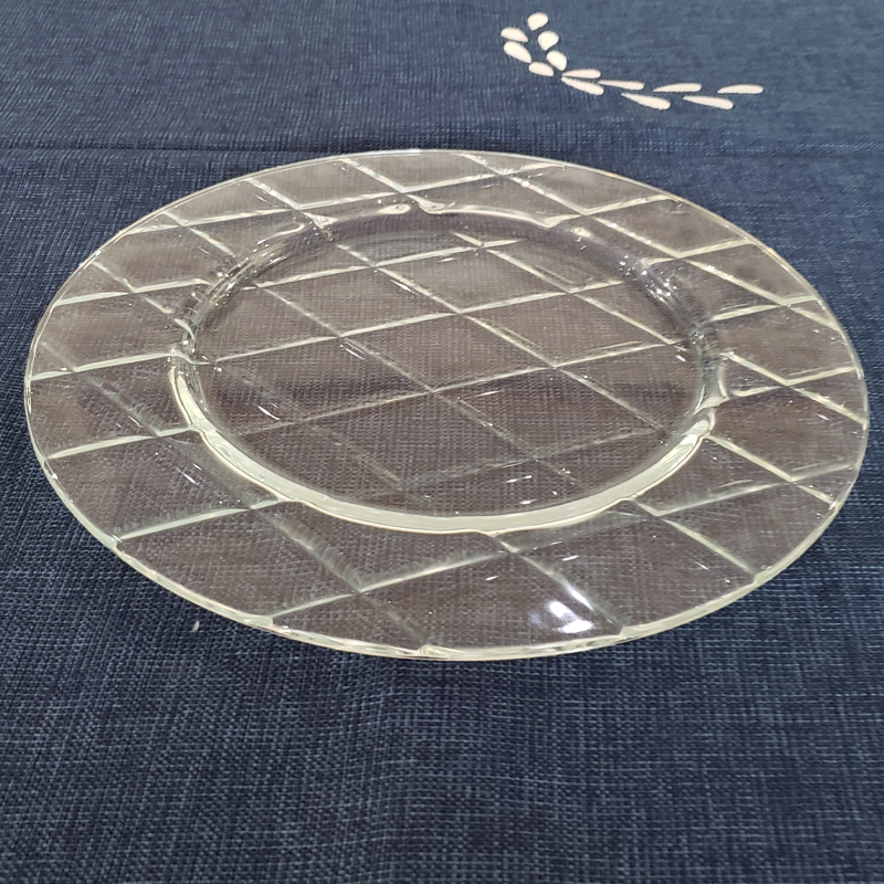 RENTA PLATO BASE VIDRIO ROMBO 34.5 CM