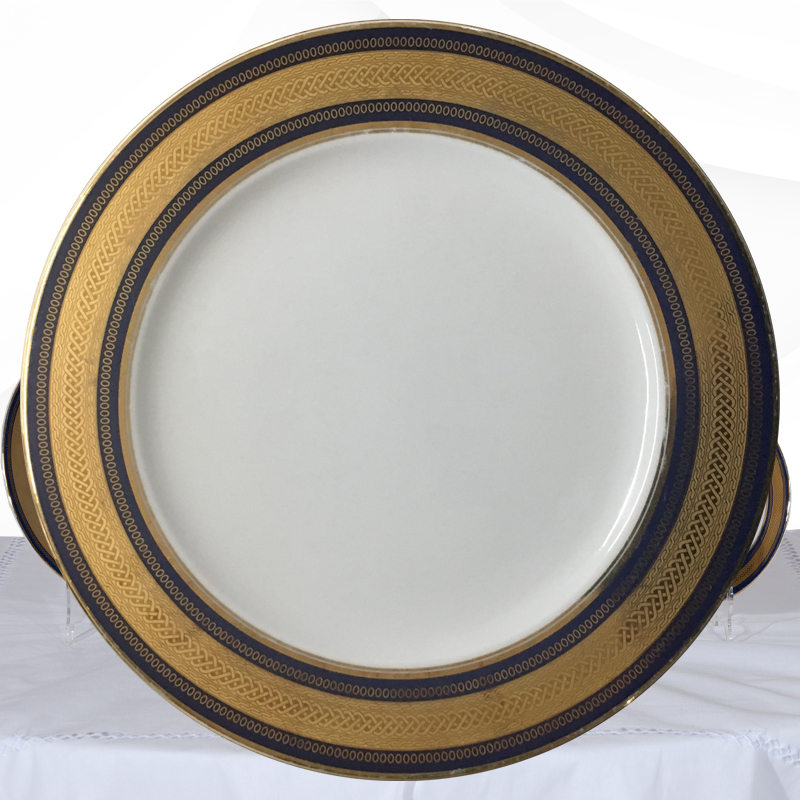 RENTA VAJILLA ELEGANCE DECORADO AZUL CON ORO
